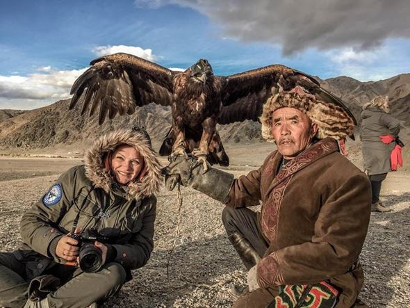 biljana and eagle spread wings mongolia